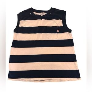 Coen Tank Top Navy White Stripes Nautical Coastal, size L